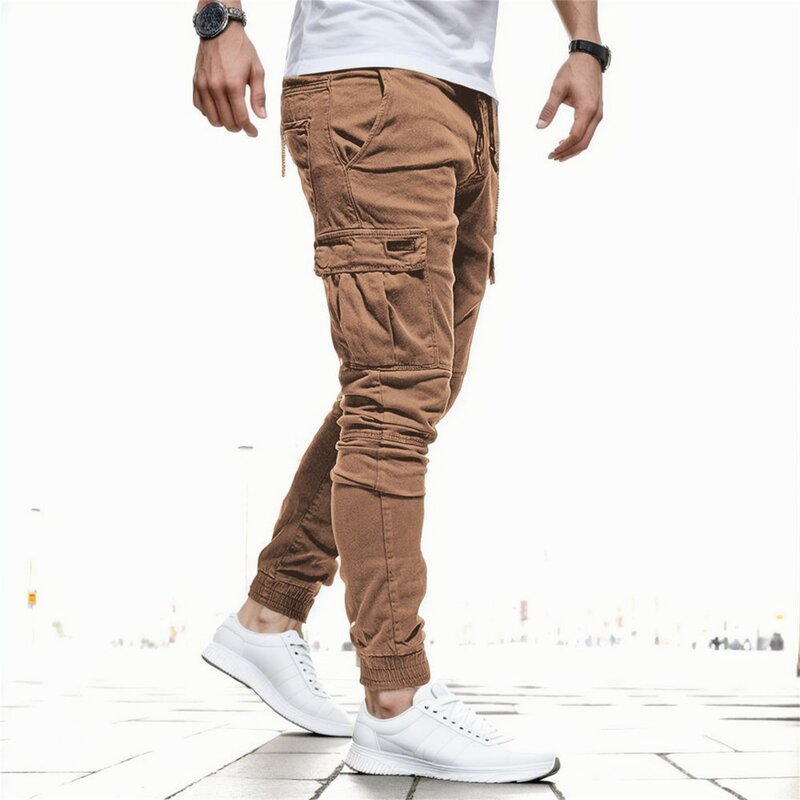 Calça de bolso grande masculina Hip Hop harém, moda casual, moletom de qualidade, corredores macios, calças
