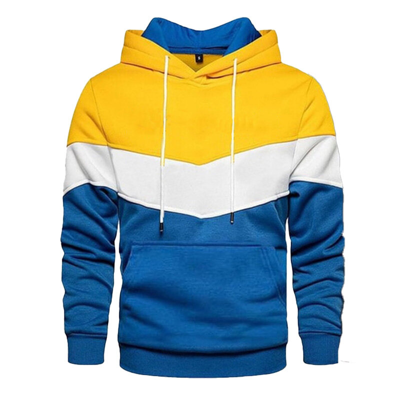 Atasan olahraga pria, pullover hoodie perca tiga warna, baju olahraga hangat wol musim gugur dan musim dingin, jaket atasan olahraga warna solid kasual