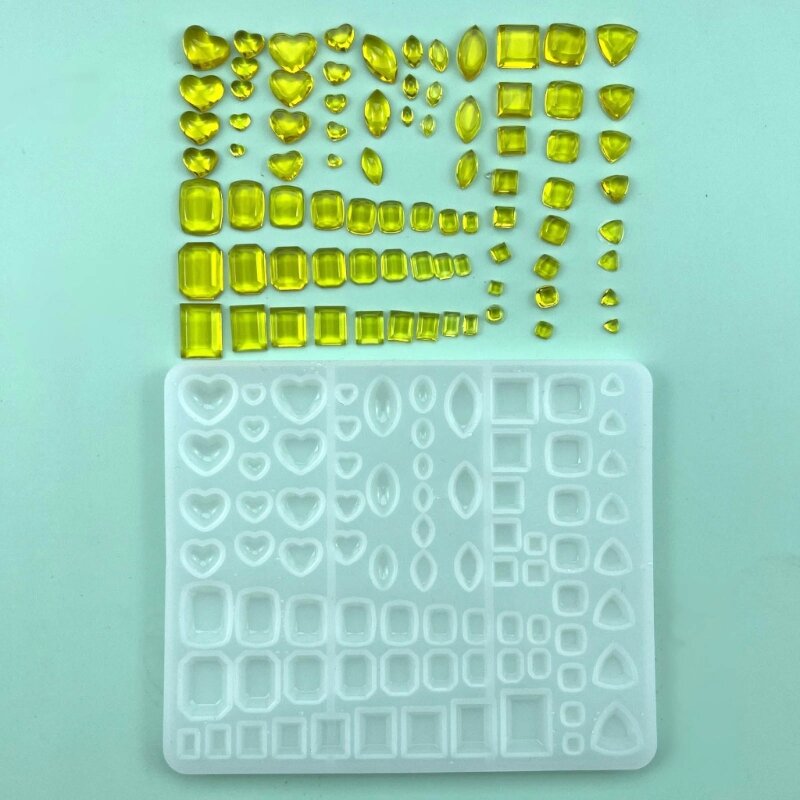 DIY Small Assorted Diamond Shape Charms Silicone Mold Heart Square Crystal Pendants Cabochon Gem Stone Jewelry Epoxy Resin Mould