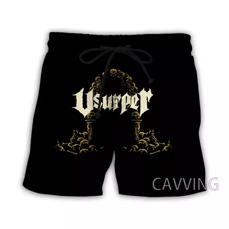 CAVVING-Shorts de praia casuais para homens e mulheres, impressos em 3D USURPER Rock Streetwear, Sweat Shorts, verão