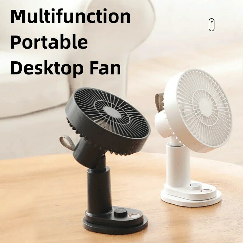 USB recarregável portátil Desk Fan, Ventilador dobrável, Outdoor Camping Mini Floor Fan, 4000mAh, Home Office ventilador silencioso com Clip