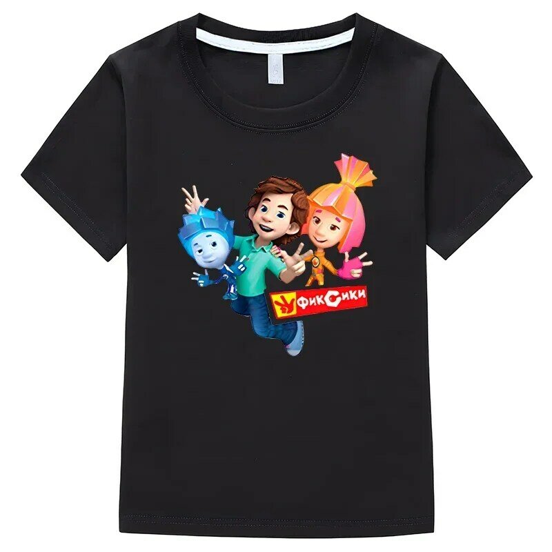 Boys Girls Russian Cartoon The Fixies Tee Tops For Kids Short Sleeve T-shirt y2k one piece Cotton Casual  T-shirt girl clothes