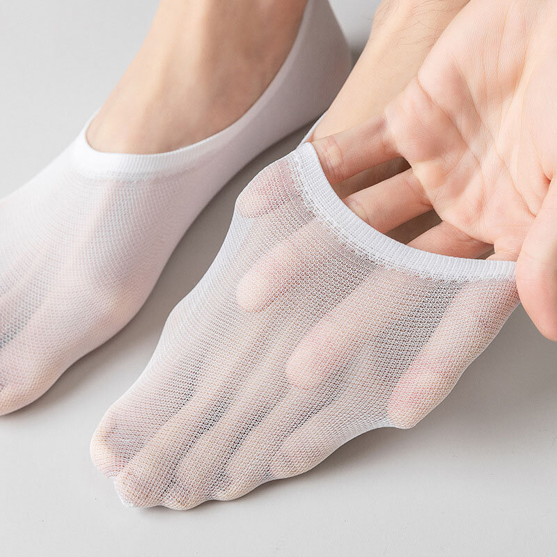 Calcetines de algodón transpirables para hombre, calcetín informal, ultrafino, cómodo, elástico, Invisible, 5 pares