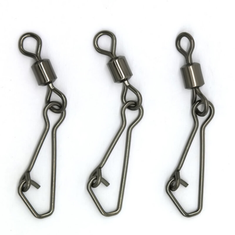 pack 1/0#/2#/4#/6#/8# Bearing Fishing Swivels Snap Rolling Connector Swivel With Hooked Snap Fishing Accessories