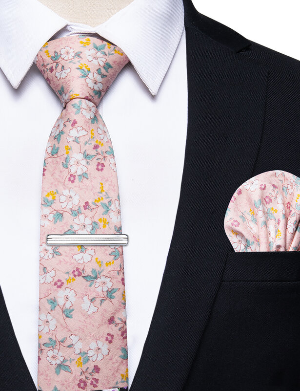 Dasi Pria Ramping Floral Warna Lotus Baru untuk Pernikahan Sehari-hari Memakai Dasi Pink Mode untuk Pria Putih Ungu Dicetak Aksesori Pria