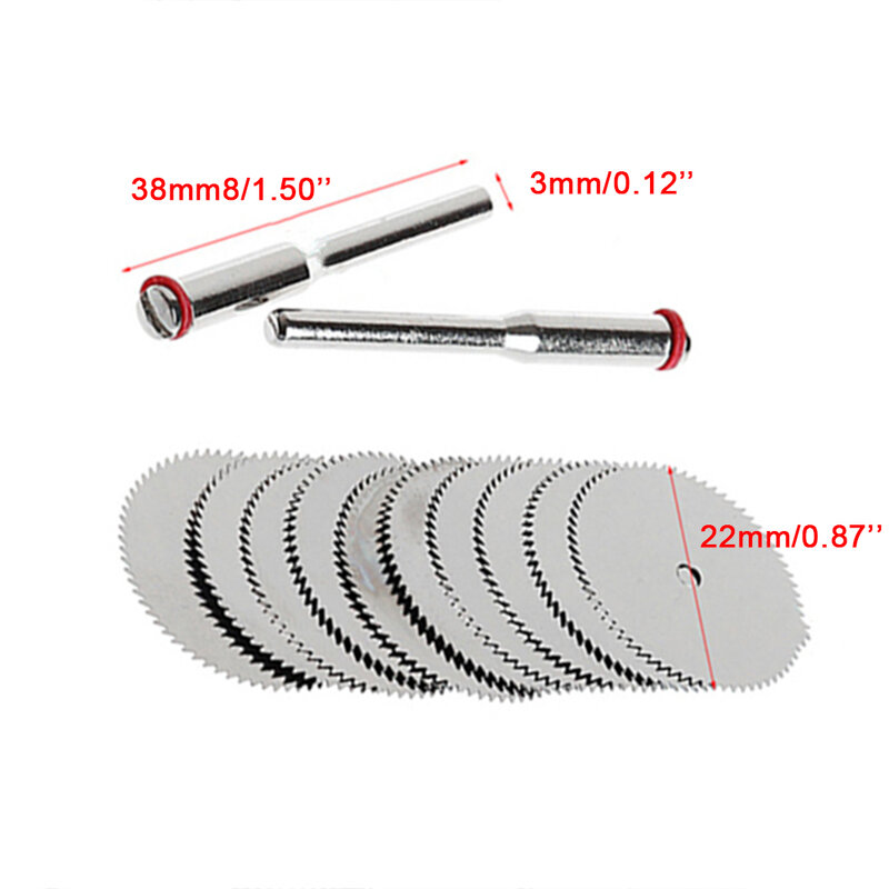 Disco de lâmina de serra de madeira, 22mm, 25mm, 32mm, 2 x Rod, Mandril rotativo, Ferramenta de corte rotativa, Acessórios para ferramentas rotativas, 10Pcs