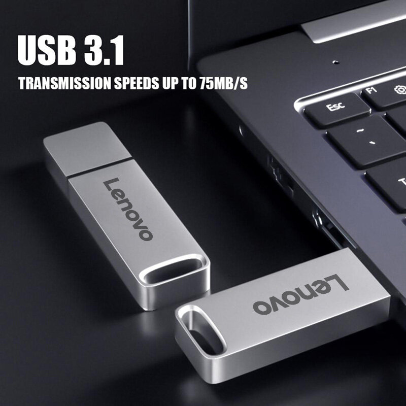Металлические флеш-накопители Lenovo на 16 Тб, USB 3,1, высокоскоростная флешка на 4 ТБ, 8 ТБ, USB-накопитель, портативный SSD-накопитель, USB-флеш-диск, адаптер