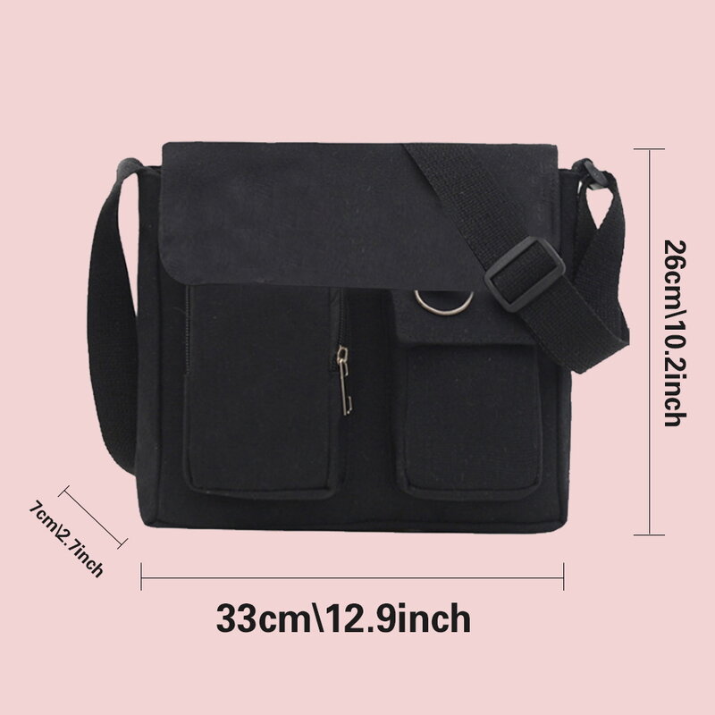 Women's Canvas Crossbody Bags Fashion Shoulder Bags Student High Quality Storage Bag Cartoon Print Casual Large Capacity Handbag