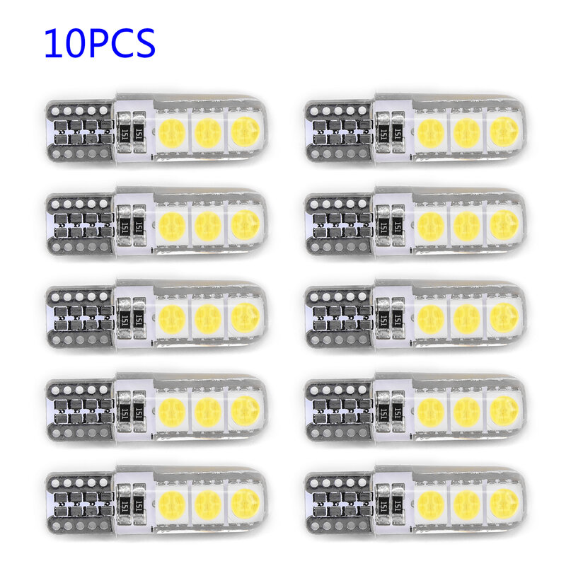 Siliconen Shell Lamp Wit 12V Dc Nummerplaat Dome 10 Stuks T10 194 W 5W Auto T10-5050-6SMD Super Heldere Energiebesparing