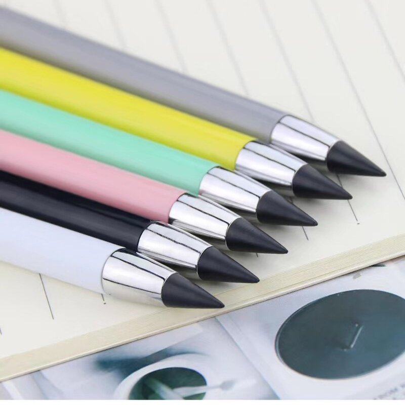 Solid Color Unlimited Writing Pencil Wear Resistant Stationery Inkless Pencil Cute Kawaii Forever Pencil Children
