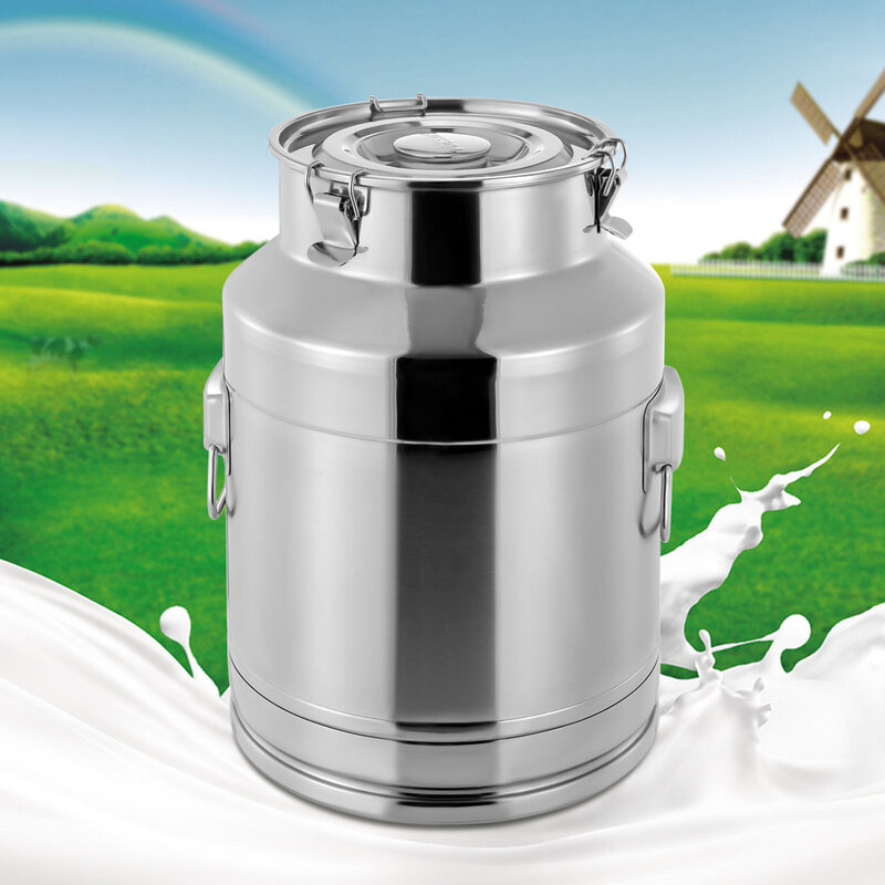 28 Liter Milk Can 304 Stainless Steel Milk Bucket Wine Pail Bucket Milk Can Tote Jug with Sealed Lid Heavy Duty