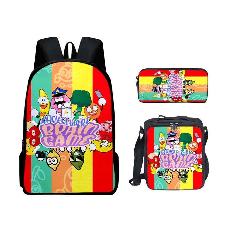 Classic Fashion Funny shovelware Brain Game 3D Print 3pcs/Set pupil School Bags Laptop Daypack Backpack Lunch bag Pencil Case