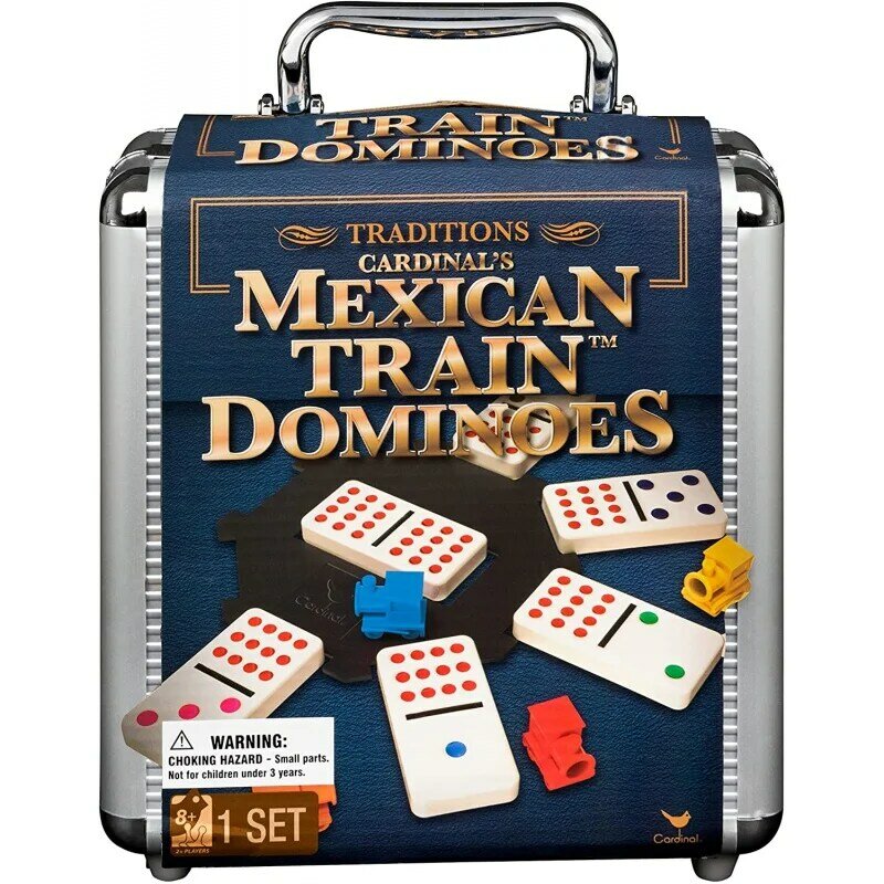 Jogo Mexican Train Dominoes em Estojo de Alumínio, Adultos, Famílias e Crianças, com 8 anos ou mais