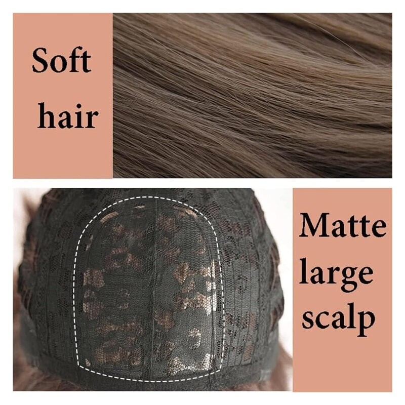 Naturalna słodka opaska z grzywką długie proste włosy dla kobiet syntetyczne bezklejowe peruki żaroodporne włókna do codziennego użytku