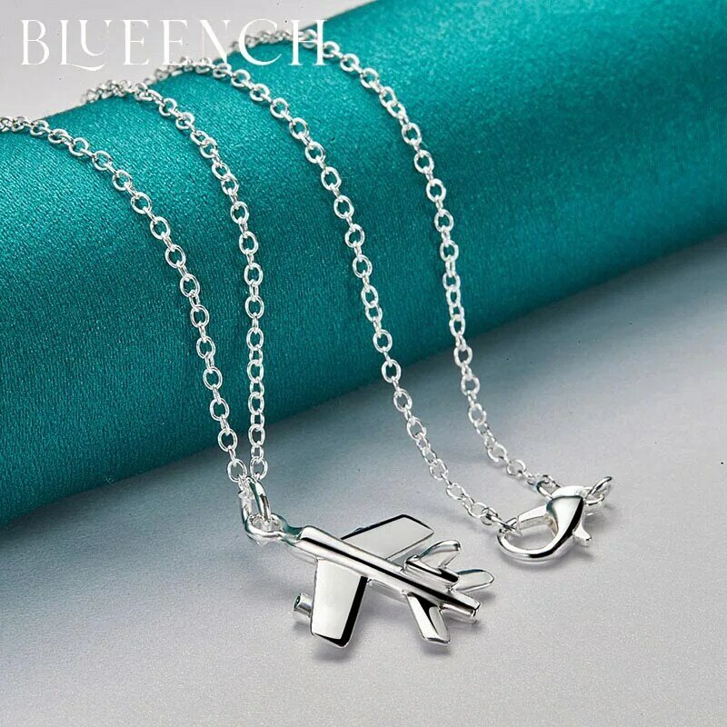 Blueench 925 Sterling Silver Airplane Pendant for Women Fashion Personality Birthday Gift Party Charm Jewelry