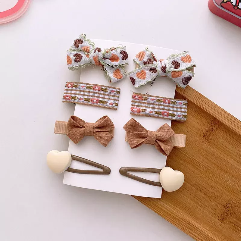 Pinzas para el pelo coreanas de Color café para niños y niñas, accesorios para el cabello de princesa de tela de punto con lazo, 4/8 piezas