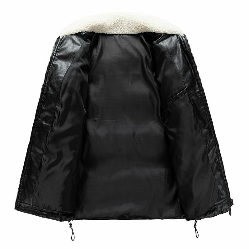 2023 New Men Down Cotton Coat Winter Jacket Short Loose PU Parkas Thicken Warm Outwear Stand Collar Fashion Leisure Overcoat