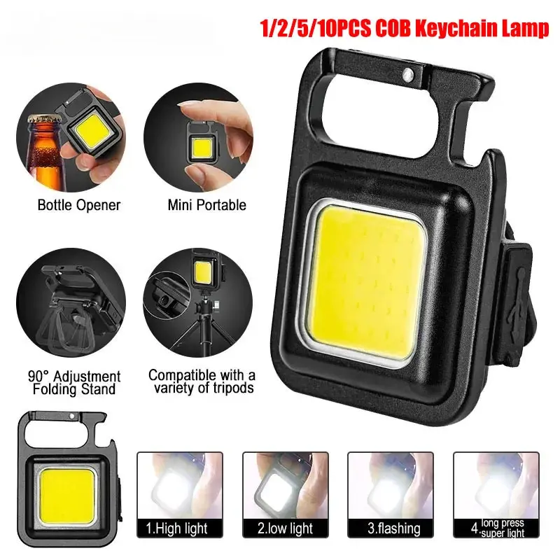 Mini lampe de poche aste portable, lampe porte-clés, 4 modes d'éclairage, torche EDC, extérieur, étanche, urgence, camping, travail