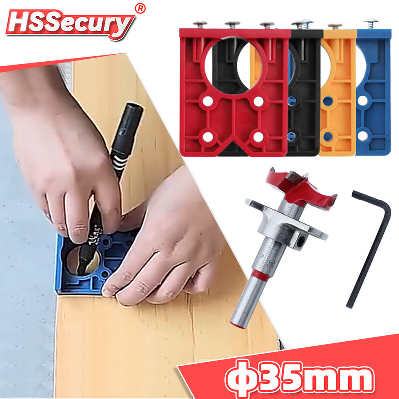 35mm Hinge Drilling Jig Set Concealed Guide Hinge Hole Drilling Locator Woodworking Hole Opener Door Cabinet Accessories Tools