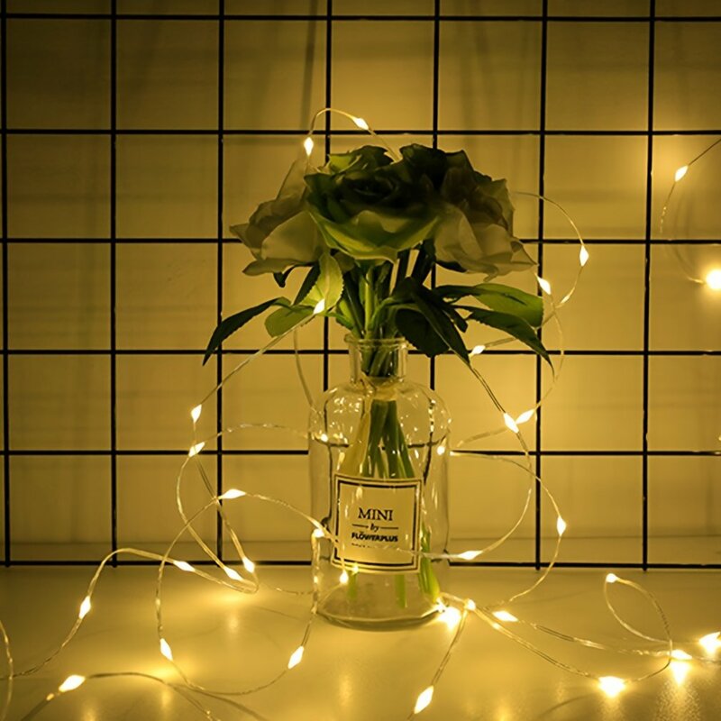 Guirxiété lumineuse de Noël LED étanche avec télécommande, lumières dégradées, décoration à piles, fil de cuivre, décoration extérieure, 10m