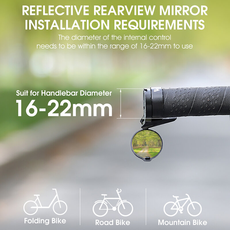 Bicicleta Vista Espelhos Convex Ajustável MTB Bicicleta Espelho Retrovisor Clear Handlebar End Acessórios portáteis para equipamentos ao ar livre
