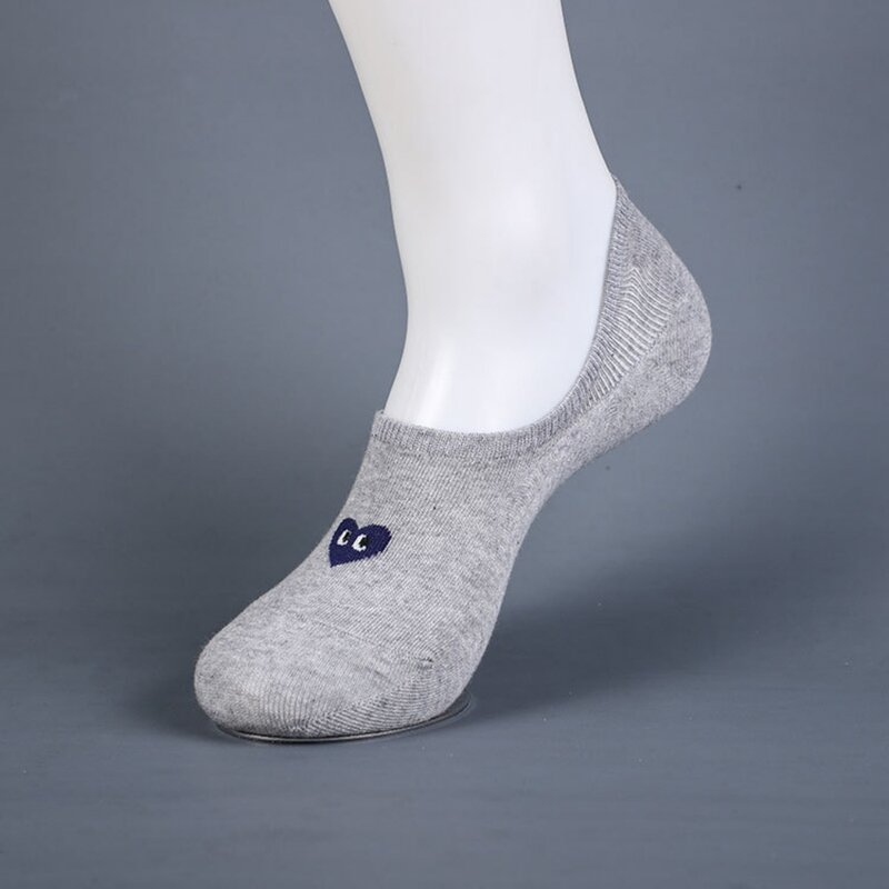 Носки мужские тонкие дышащие короткие, повседневные силиконовые невидимые носки-невидимки с надписью Love Bear, 5 пар, 5 цветов, весна-лето