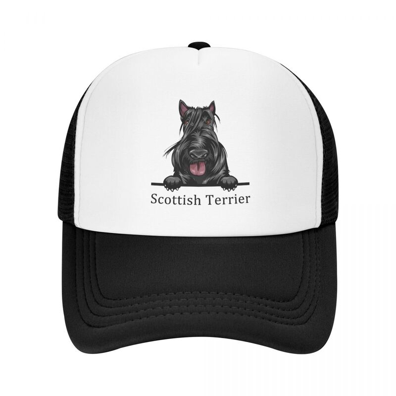 Gorra de béisbol personalizada para hombre y mujer, gorro deportivo ajustable con diseño de Animal mascota, Peeking Dog, Terrier escocés, Verano