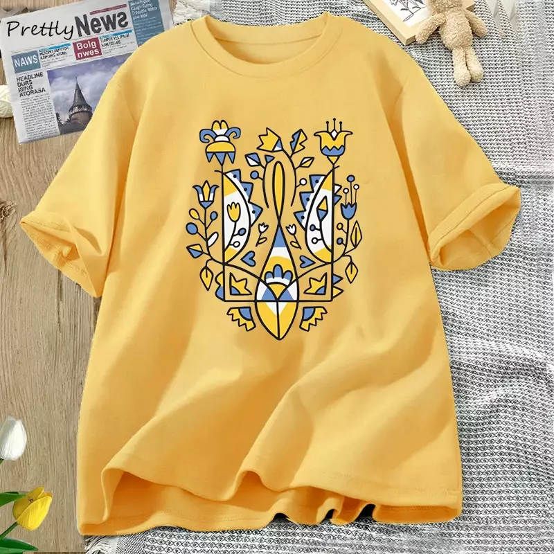 Ukrainian Trident T-shirt Women Men Cotton Ukraine T-Shirt Unisex Ukraine Graphic T Shirts Oversized Woman Clothing