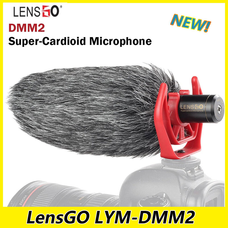 LensGO LYM-DMM2 microfono cablato 5m microfono per registrazione Video Super-cardiod per fotocamera, smartphone, DSLR, microfono per videocamera di consumo
