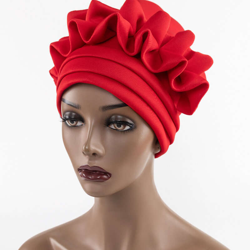 2023 gaya modis wanita Afrika warna Solid Heatie Afrika ikat kepala topi Afrika topi wanita