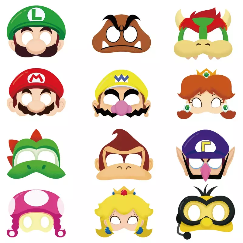 12 шт., декоративная маска на половину лица в виде Супер Марио