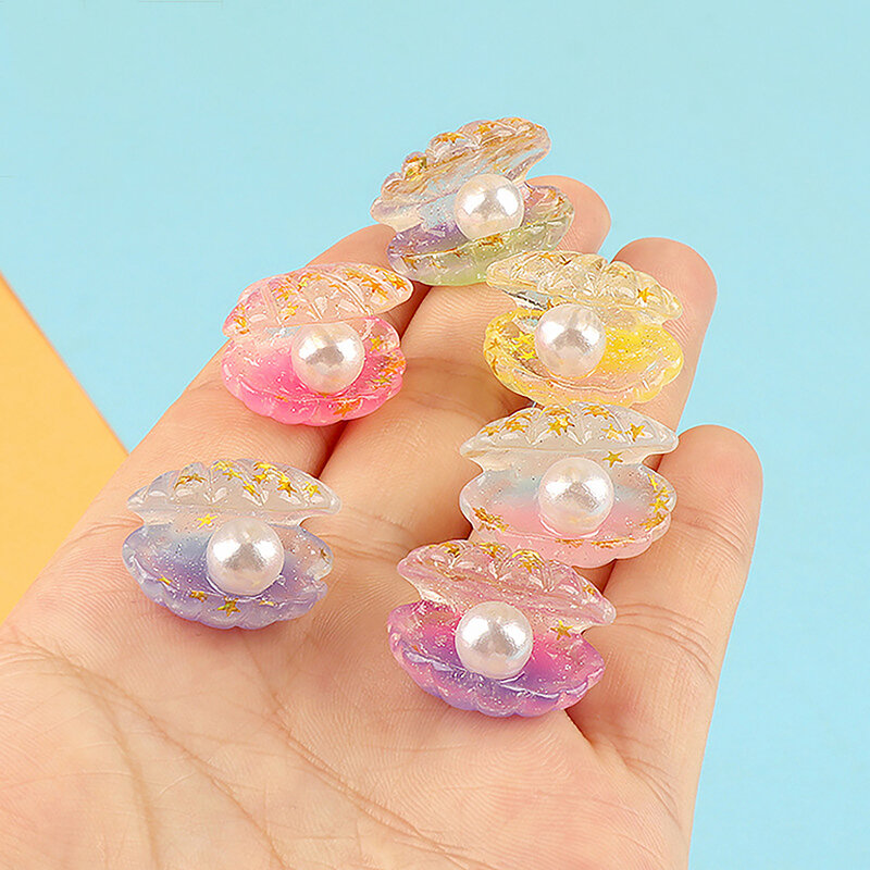 1/2PCS DIY Jewelry Phone Case Patch Shoe Buckle Accessories Luminous Resin Miniature Cartoon Gradient Pearl Shell Toys