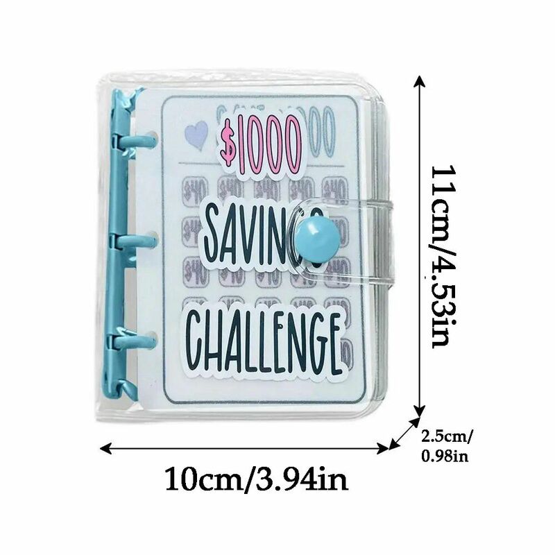 Waterproof $1000 Money Savings Challenge Binder Button Closure Mini Budget Binder Cash Envelope Wallet Planners PVC Portable