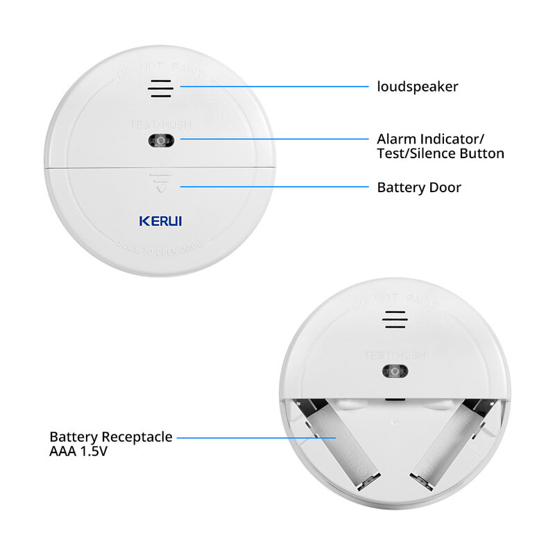 KERUI-Home Cozinha Detector De Fumaça Segurança, Sensor De Incêndio Sem Fio, Sistema De Alarme De Fumaça, GSM Wifi, 433MHz