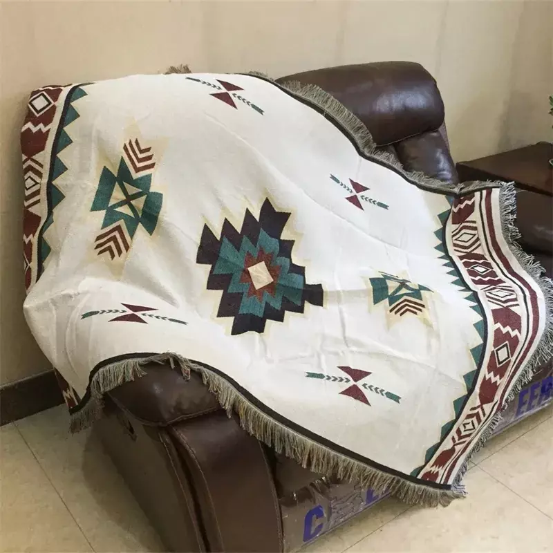 Vintage Sofa Throw Bohemian Blanket SoftChair Cover Towel Cotton Tapestry Tablecloth Family Decoration Boho Style Festival Gift