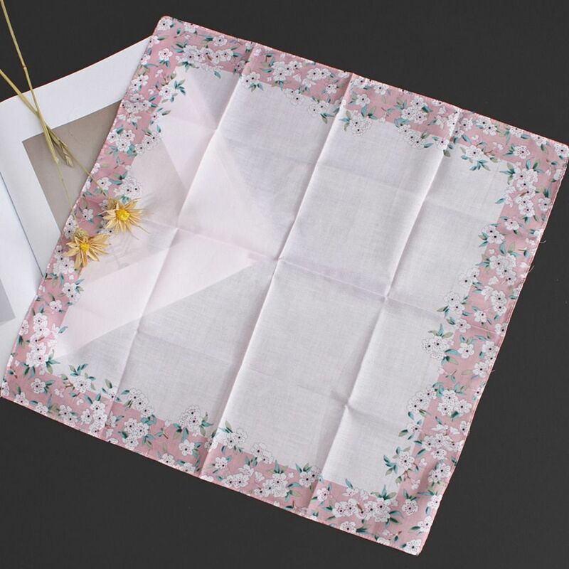 Eco-friendly Printed Square Handkerchief Women Soft Pure Cotton Wipe Sweat Bandana Reusable Cloth Towel