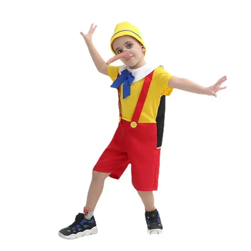 Halloween lustige Pinocchio Cosplay Kostüm Geburtstag Jungen Mädchen Party Kleidung Kinder Cartoon Charakter Rolecosplay Kostüm mit Nase