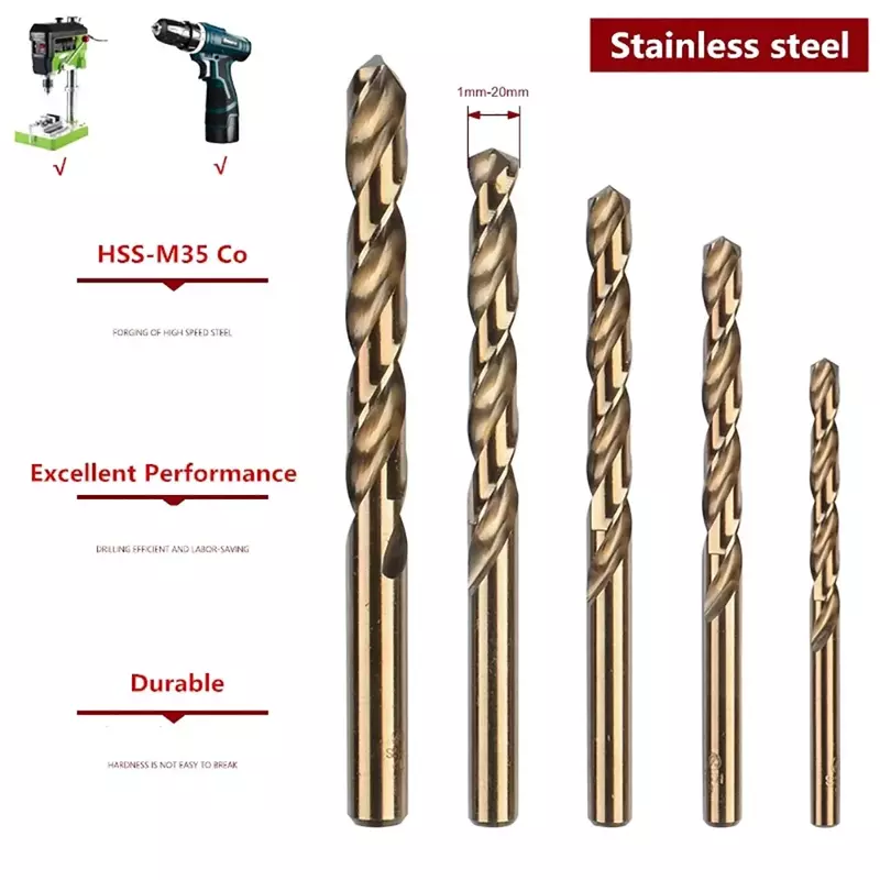 Cobalt HSS Drill Bit Set M35 Metalworking Stainless Steel Drilling Tool Accessories Metal Drilling Cutter Hole Cutter Power Tool