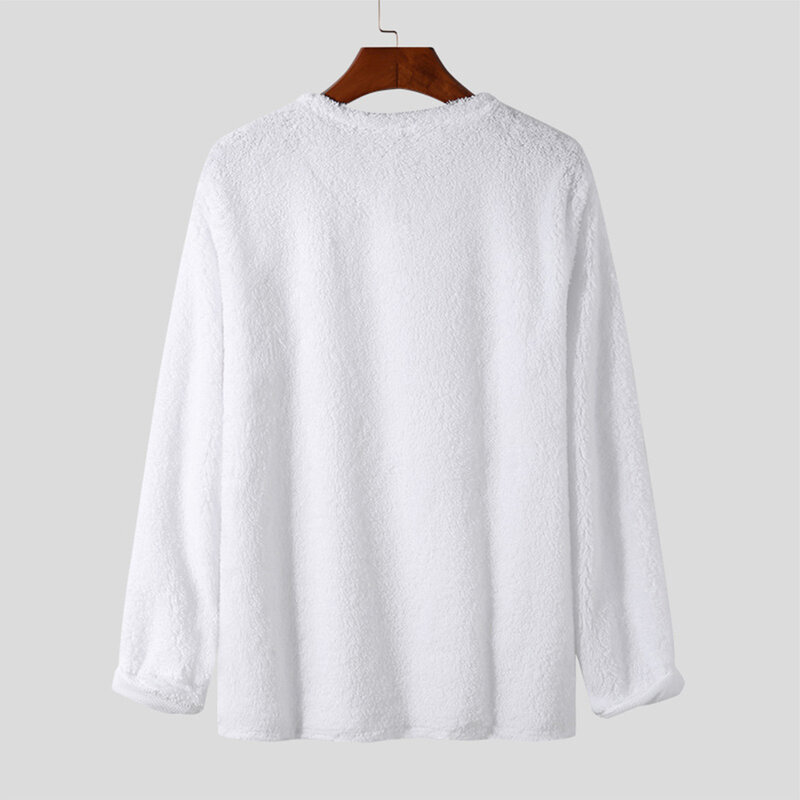 Męski zimowy ciepły termiczny sweter dzianinowy z polaru Slim z długim rękawem i topy Fitness pulower z okrągłym dekoltem luźna koszulka