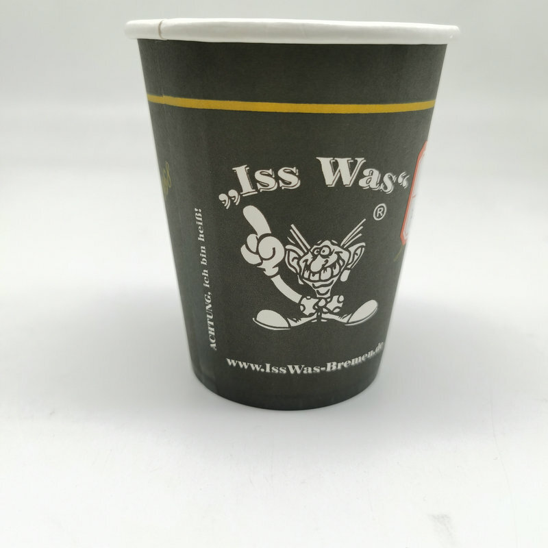Prodotto personalizzato bicchiere di carta 9oz con manico tazze da caffè in carta usa e getta riciclabili con coperchi