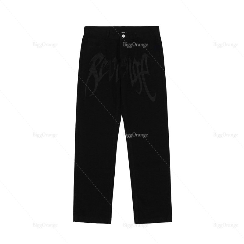 Джинсы мужские с низкой посадкой, модные мешковатые брюки в стиле хип-хоп, с вышивкой в стиле эмо, модная уличная одежда, черные прямые штаны, Y2K
