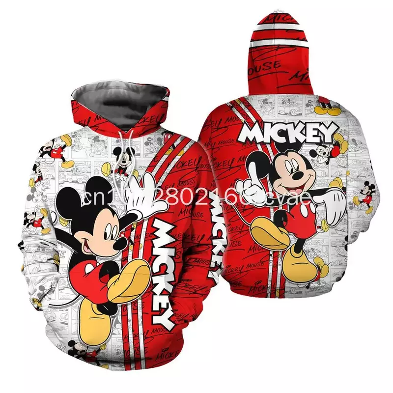 2024 Disney Mickey 3d felpa con cappuccio felpa giacche abbigliamento felpa con cappuccio tasca da uomo manica lunga camicia con Zip Minnie Mouse camicia giacca
