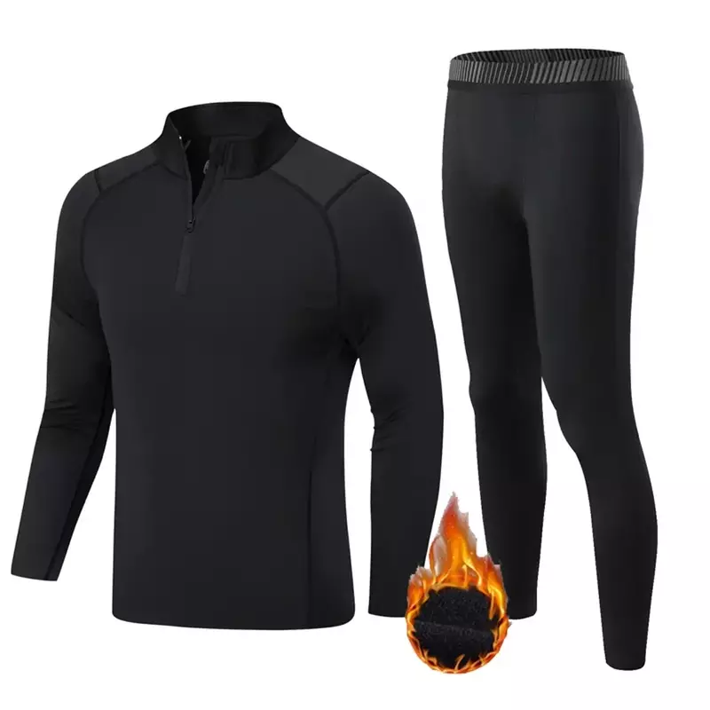 Camisa deportiva con cuello alto para hombre, ropa interior cálida de segunda compresión, ropa interior de forro polar, para invierno