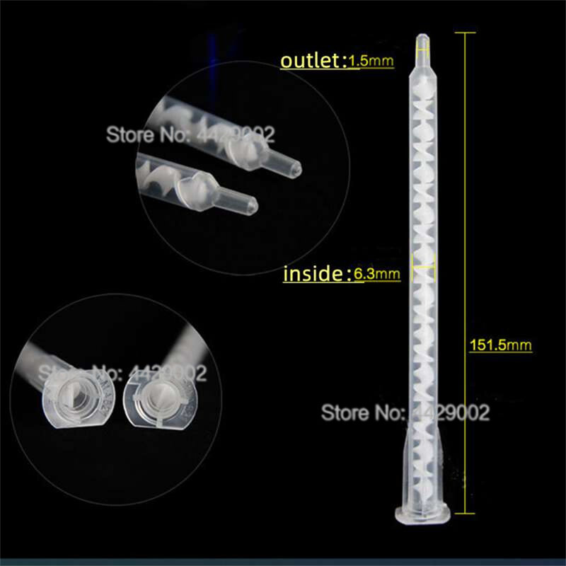 300pcs 151.5mm Length Static Mixer Epoxy Resin Glue 1:1 2:1 Universal Cartridge Syringe Tube Mixing Nozzle 21 Elements Mix Tips