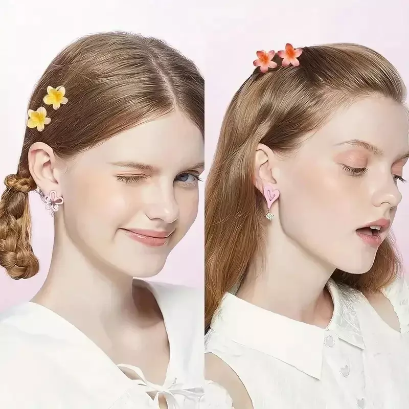 Sweet Gradient Flower Acrylic Hair Claws Clip for Women Girls Hairpins Summer Beach Hawaiian Headwear Hair Accessories