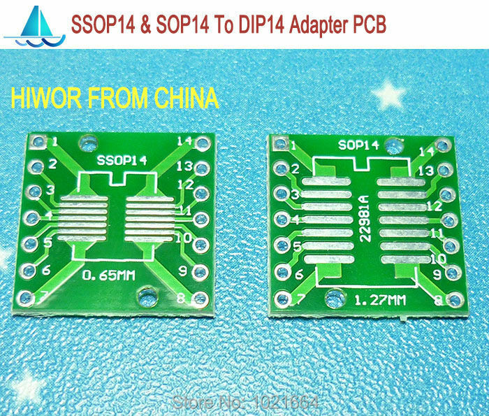 20pcs/lot SSOP14 SOP14 TSSOP14 MSOP14 To DIP14 SMD Adapter To DIP PCB Pinboard SMD Converter
