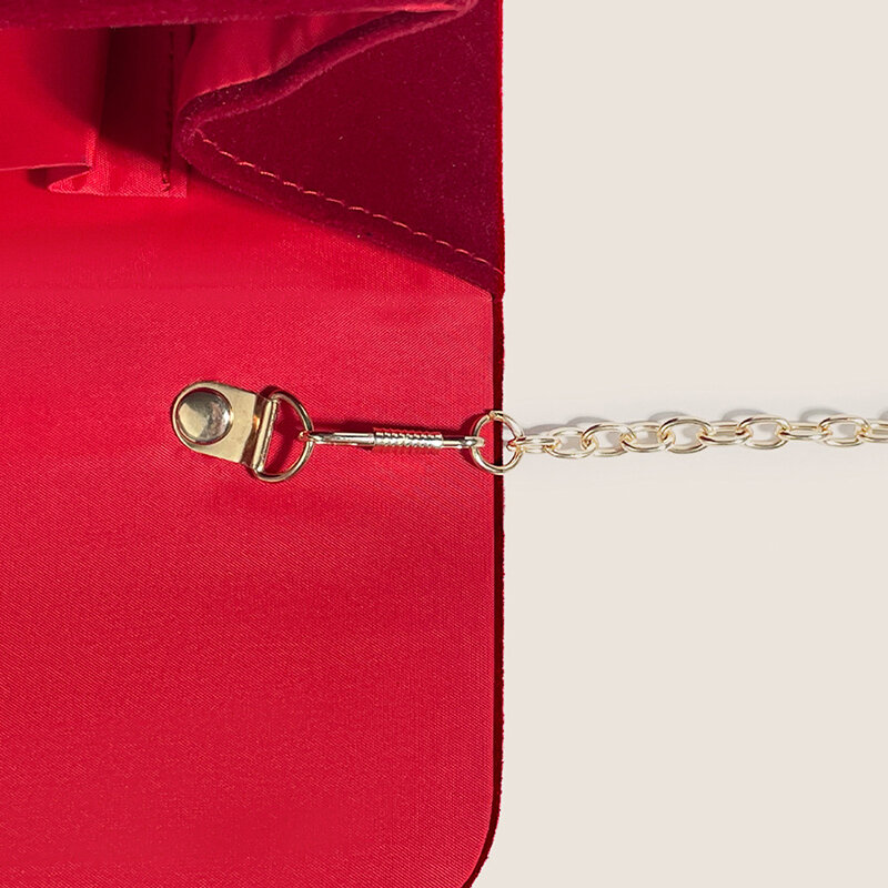 Elegant Velour Envelope Clutch Handbag Wedding Party Bridal Wallet Purse with Golden Floral Women Shoulder Chain Messenger Bags