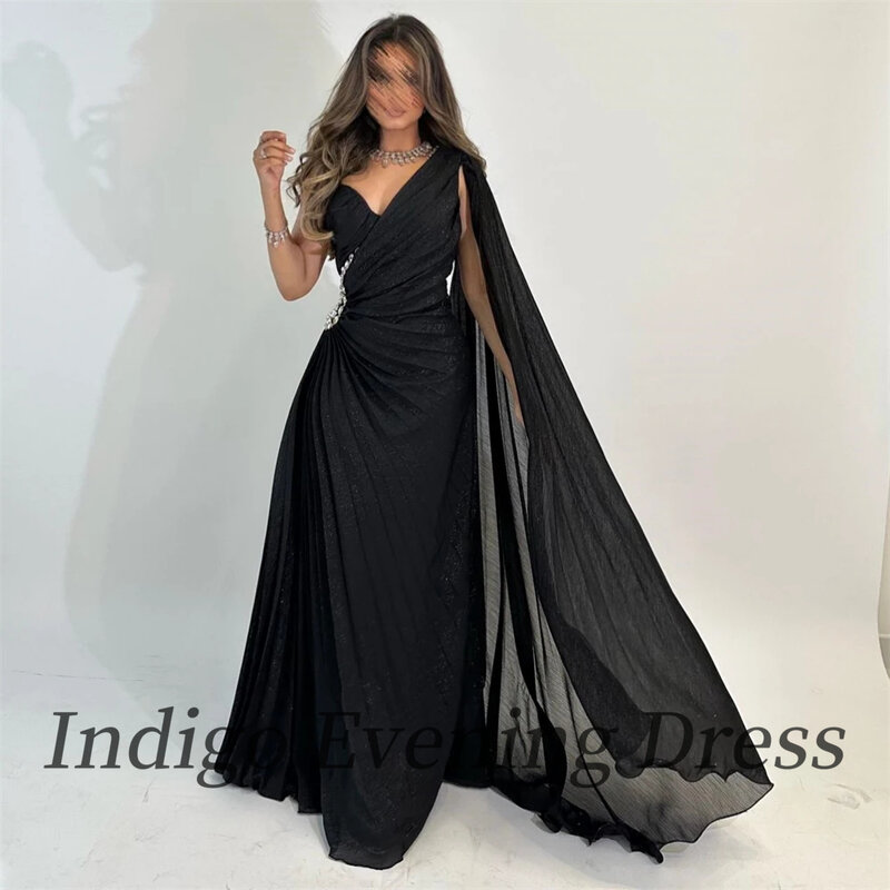 Suknie szyfonowe na bal maturalny z dekoltem w szpic z długimi rękawami do podłogi w linii kobiet na formalne przyjęcie elegancka suknia 2024 vestidos de gala