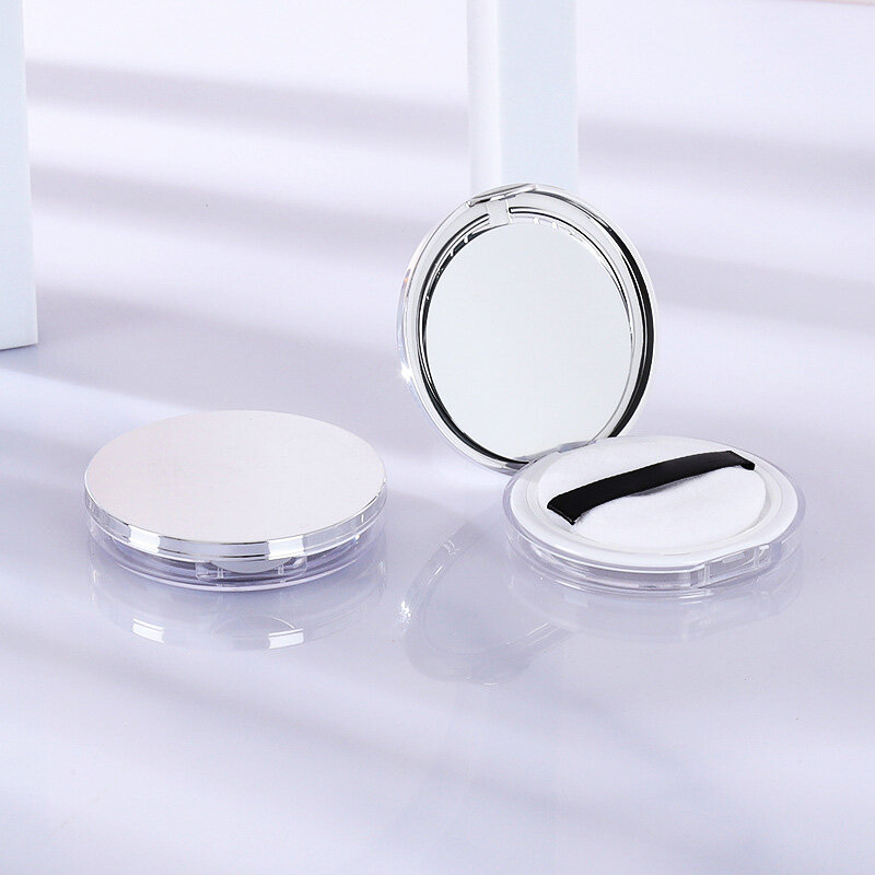 5g Mini Malha Elástica Ultra-Fina Simples Com Espelho Portátil Maquiagem Pó Solto Pó Seco Caixa Compacta Vazia Separada