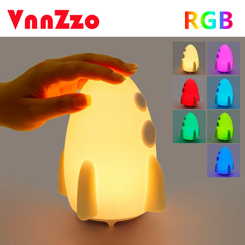 VnnZzo-USB 충전식 야간 조명, 로켓 실리콘 야간 조명, 터치 센서, 침실, 침대 머리맡 램프, 어린이 선물